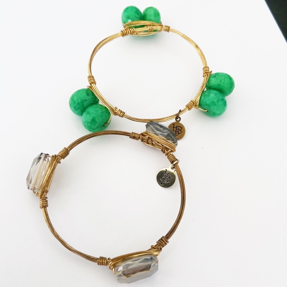 Set of 2 Bourbon and Bowties bangles green / clear
